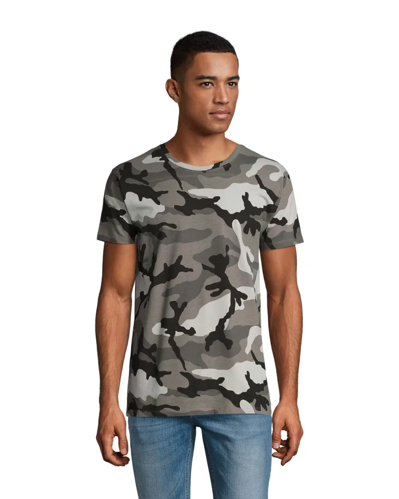 Футболка чоловіча SOL'S Camo — камуфляж сірий