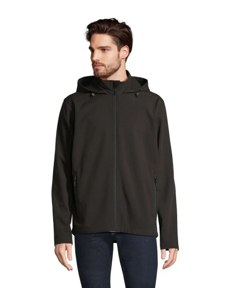 Куртка софтшел чоловіча SOL'S Race Hooded — чорний