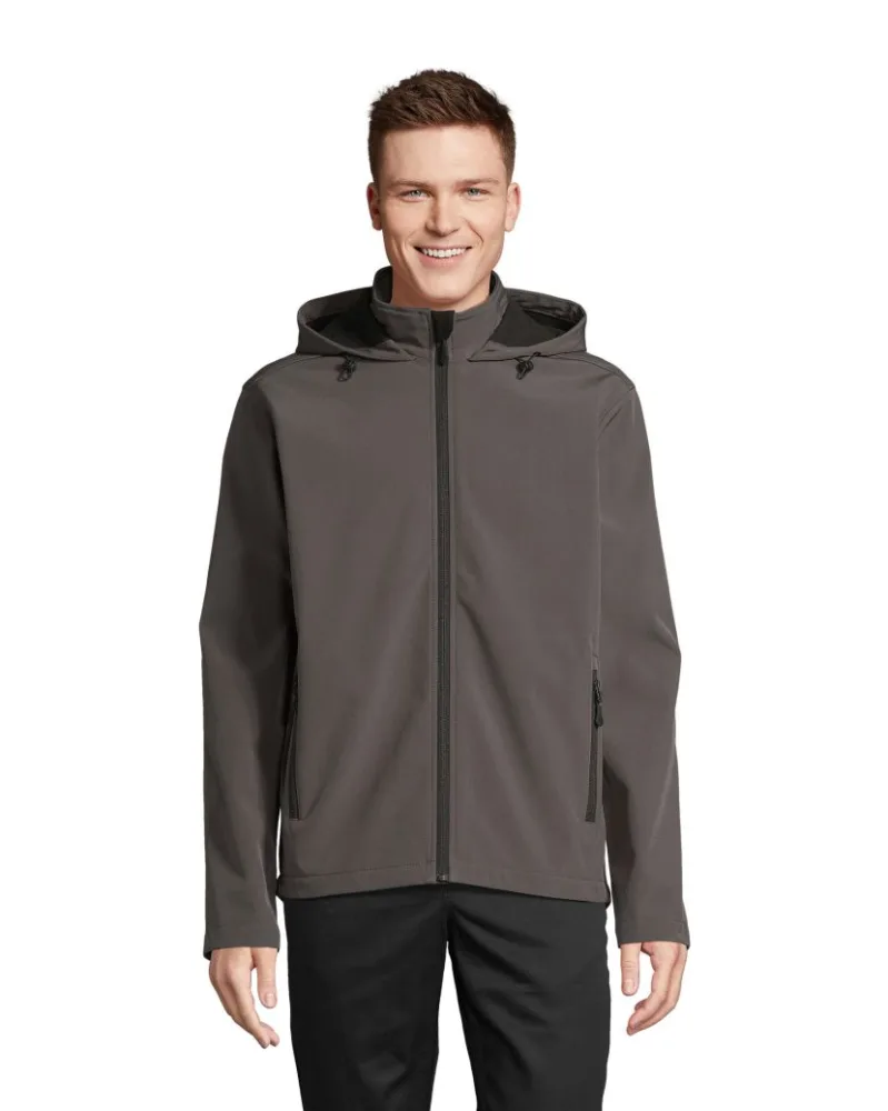 Куртка софтшел чоловіча SOL'S Race Hooded — вугільно-сірий