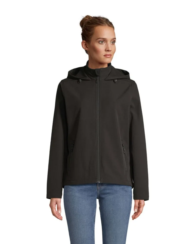 Куртка софтшел жіноча SOL'S Race Hooded — чорний