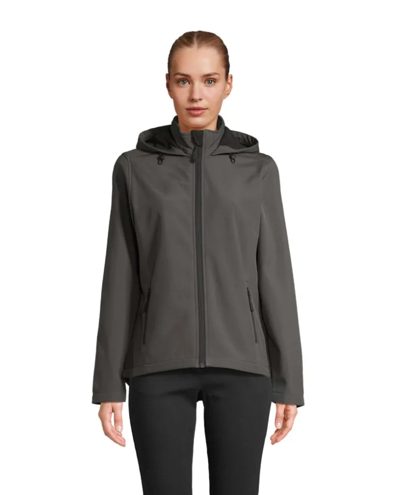 Куртка софтшел жіноча SOL'S Race Hooded — вугільно-сірий